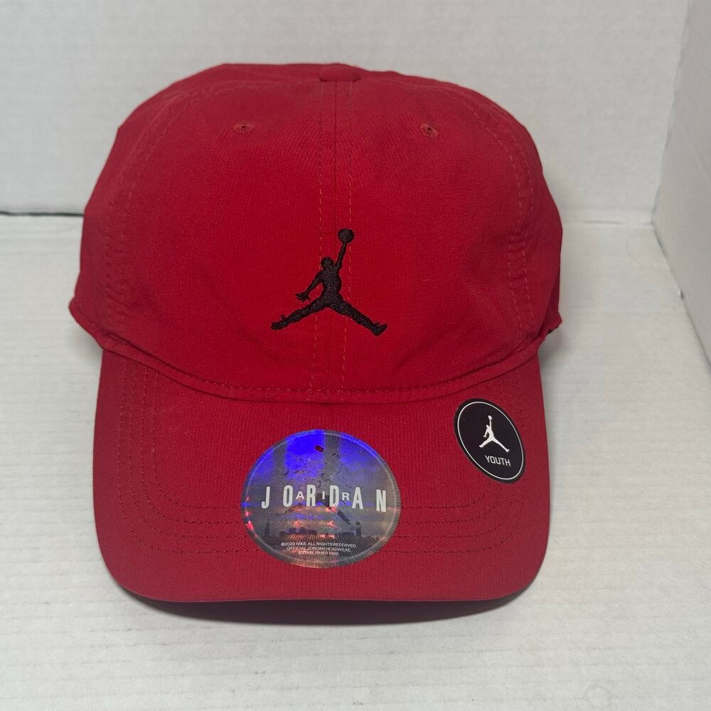 Michael Jordan Youth Hat Adjustable Snapback Red Black Embroidered Jumpman Logo